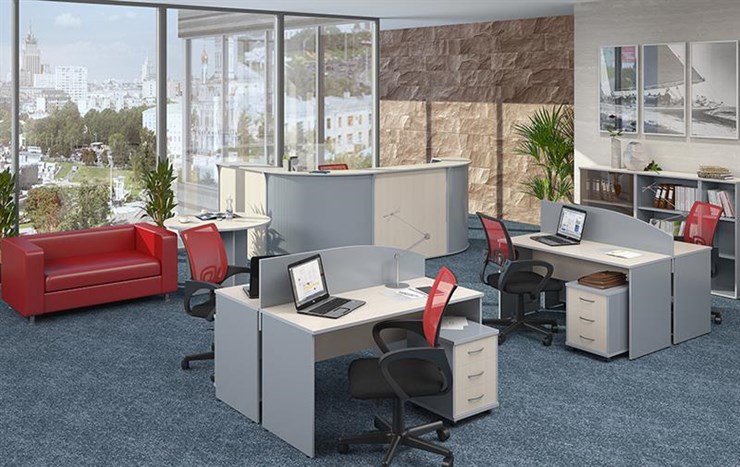 Офисный комплект мебели IMAGO четыре рабочих места, стол для переговоров в Перми - изображение 1